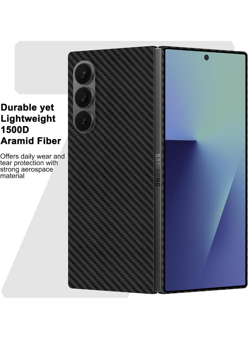 جراب هاتف رفيع ونحيف من ألياف الكربون والأراميد 1500D لهاتف Samsung Galaxy Z Fold 7، رمادي مائل للسواد غير لامع، متوافق مع الشحن اللاسلكي - Image 2