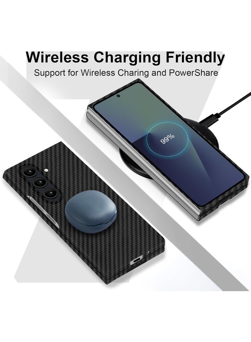 جراب هاتف رفيع ونحيف من ألياف الكربون والأراميد 1500D لهاتف Samsung Galaxy Z Fold 7، رمادي مائل للسواد غير لامع، متوافق مع الشحن اللاسلكي - Image 5