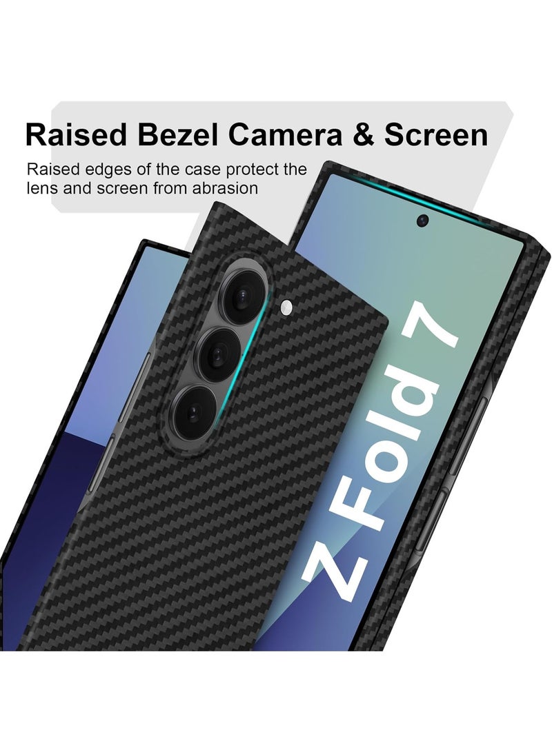 جراب هاتف رفيع ونحيف من ألياف الكربون والأراميد 1500D لهاتف Samsung Galaxy Z Fold 7، رمادي مائل للسواد غير لامع، متوافق مع الشحن اللاسلكي - Image 3