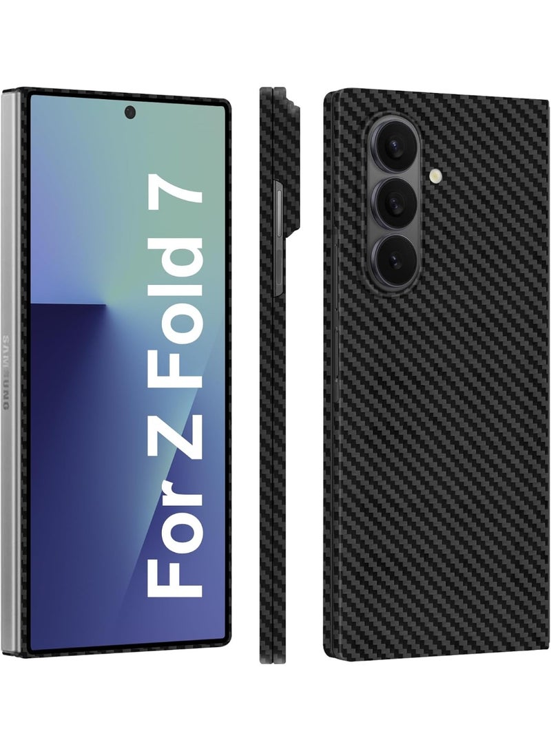 جراب هاتف رفيع ونحيف من ألياف الكربون والأراميد 1500D لهاتف Samsung Galaxy Z Fold 7، رمادي مائل للسواد غير لامع، متوافق مع الشحن اللاسلكي - Image 1