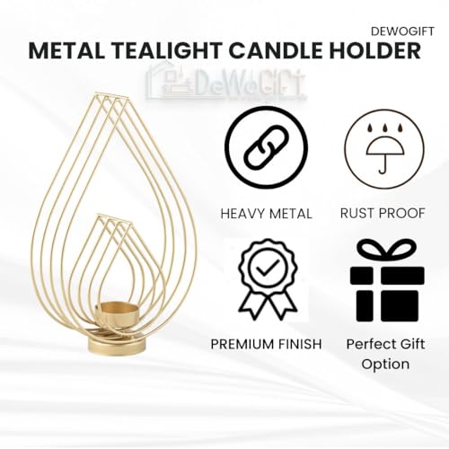 DeWoGift Metal Tealight Candle Holder for Home Decor, Diwali Gift Items, Diwali Decoration Items for Home Decor(Gold) - Image 2