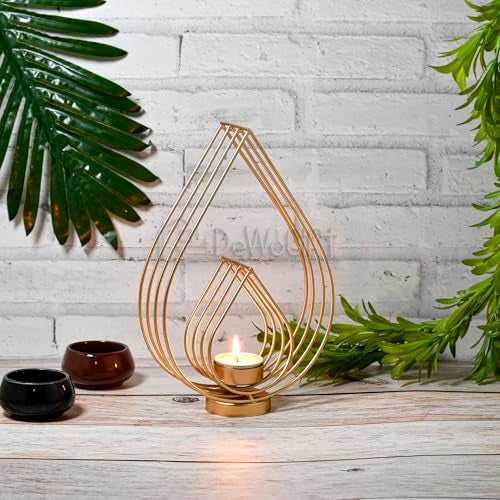 DeWoGift Metal Tealight Candle Holder for Home Decor, Diwali Gift Items, Diwali Decoration Items for Home Decor(Gold) - Image 1