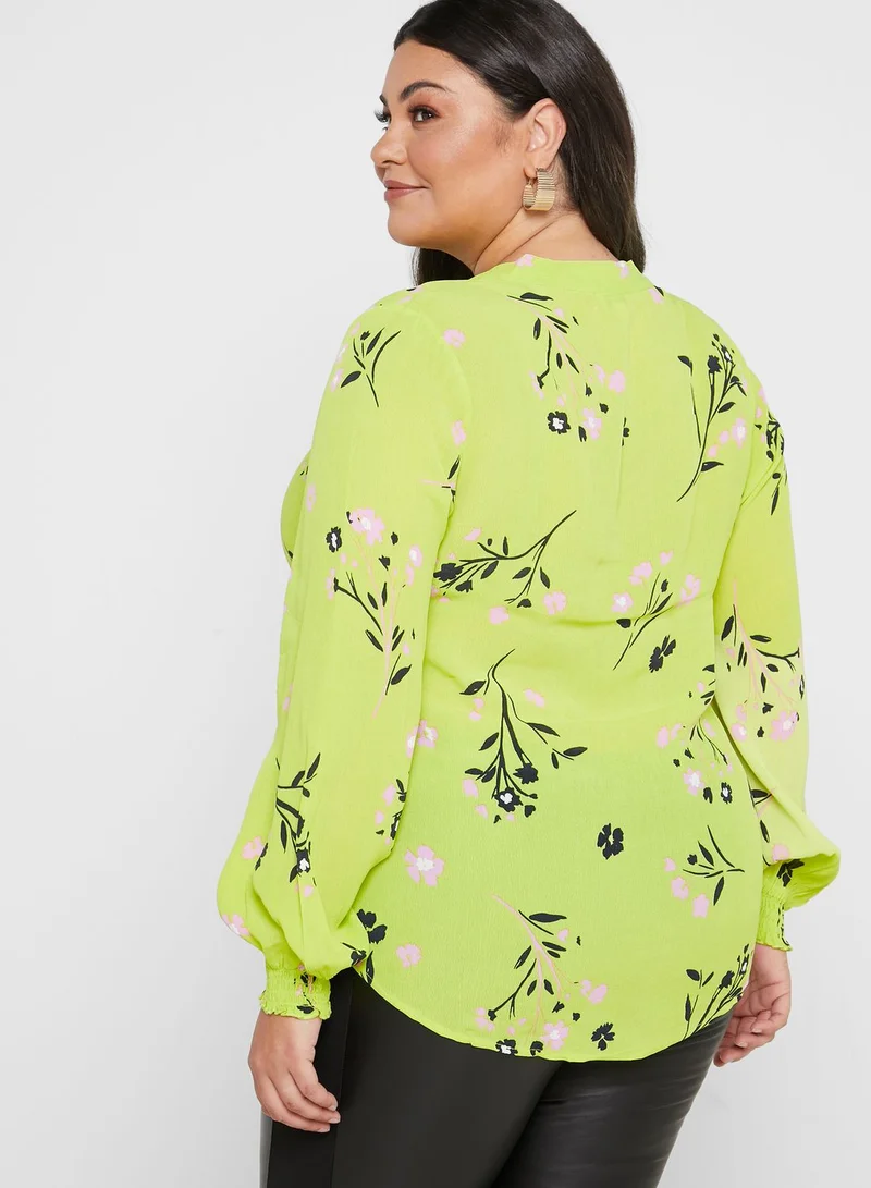 River Island Plus Lime Ruffle Front Blouse