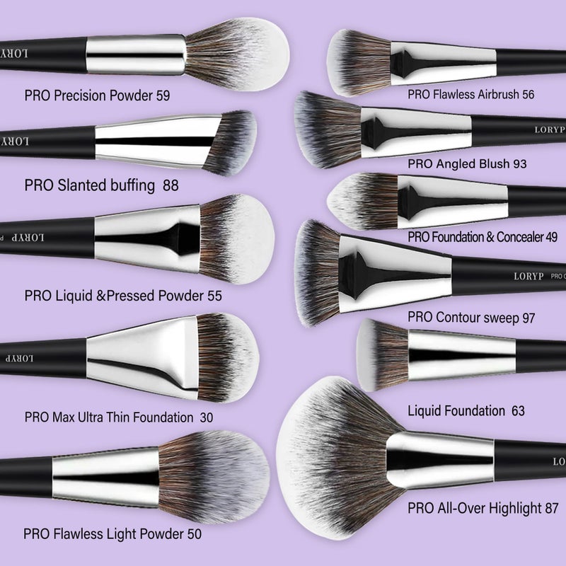 LORYP Professional Makeup Brushes Set 32Pcs Matte Black Cosmetic Brush Kit for All Face & Eye of Soft Vegan Synthetic Hair for Artists & Enthusiasts - Image 2