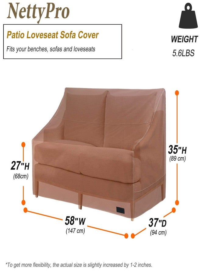 NettyPro Patio Loveseat Bench Cover 58 Inch, Waterproof 600D Heavy Duty Outdoor Furniture 2 Seater Sofa Cover, Brown - Image 4