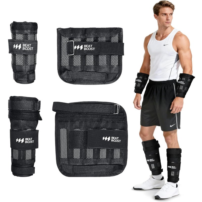 BeatBoost Ankle Wrist Weights 20lb Adjustable Leg Arm Weights for Men Walking Pilates Exercise Workout Gym Aerobics - Image 1