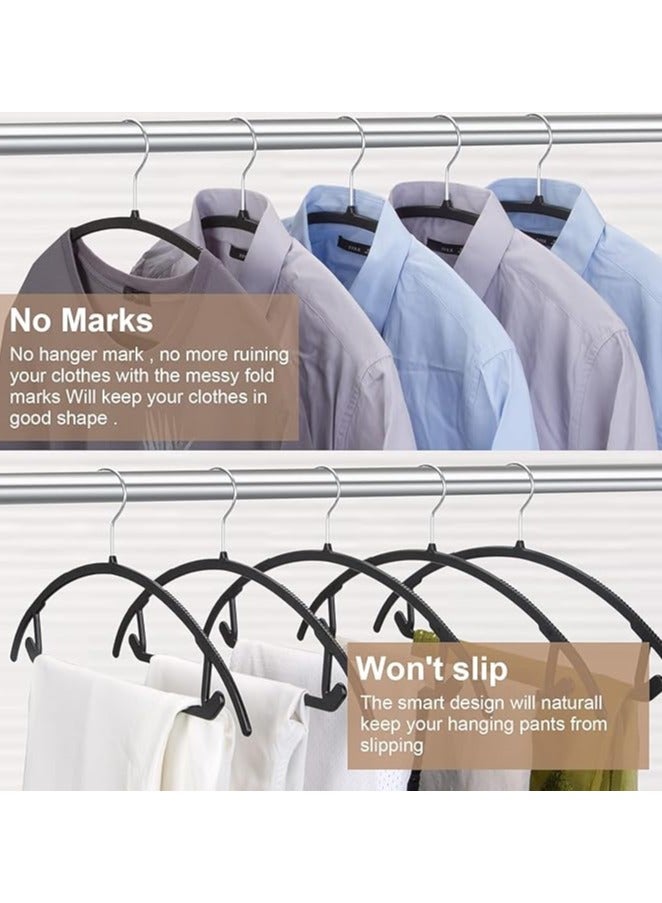 TYCOM Non-Slip Hangers - Suit Hangers (50 Pack) Ultra Thin Space Saving 360 Degree Swivel Hook Clothes Hangers for Coats, Jackets, Pants, Dress Clothe- Plastic Curved 50pcs Black  - Image 5