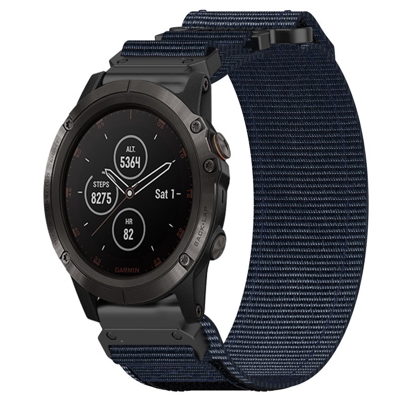 S-TOP For Garmin Fenix 5X Plus 26mm Nylon Hook And Loop Fastener Watch Band(Blue) - Image 1