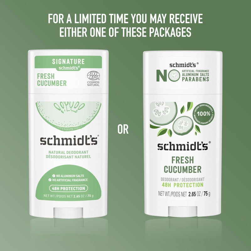 Schmidt's Aluminum-Free Vegan Deodorant Fresh Cucumber 4 Count for Women and Men, with 24 Hour Odor Protection, Natural Ingredients, Cruelty-Free, 2.65 oz - Image 5