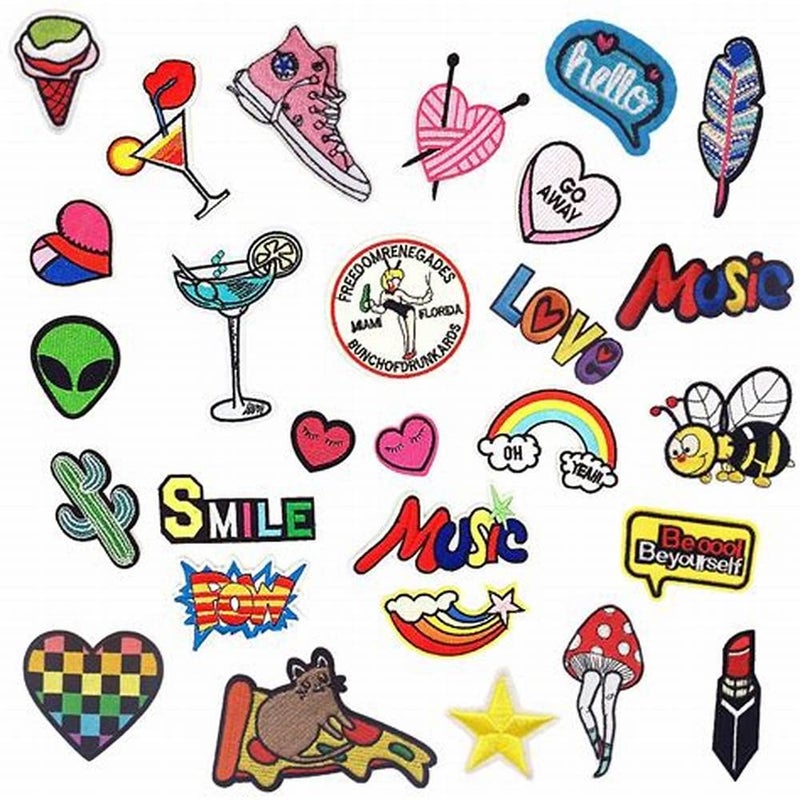 Daily Crafts Pack of 8 Funny Cloth Patch Stickers Badge Emblem Iron On Patch Embroidered Sew On Patches for DIY Girl Skirt Dress Kids Bag TShirt Craft Clothes 