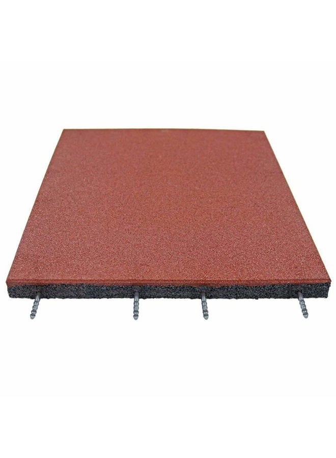 RevTime بلاط مطاطي خارجي سميك للغاية للتداخل سهل التركيب - 20" × 20" × 1 3/4"، 45 مم سميك لملعب الأطفال، صالة الألعاب الرياضية الخارجية، سطح الرياضة، منطقة اللعب الخلفية (عبوة من 2) أحمر - Image 1