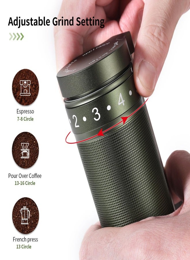 Bincoo Manual Coffee Grinder with Foldable Handle- External Setting Hand Coffee Grinder with Steel Burr,Compact and Portable for Home/Travel/Camping(Green) - Image 3