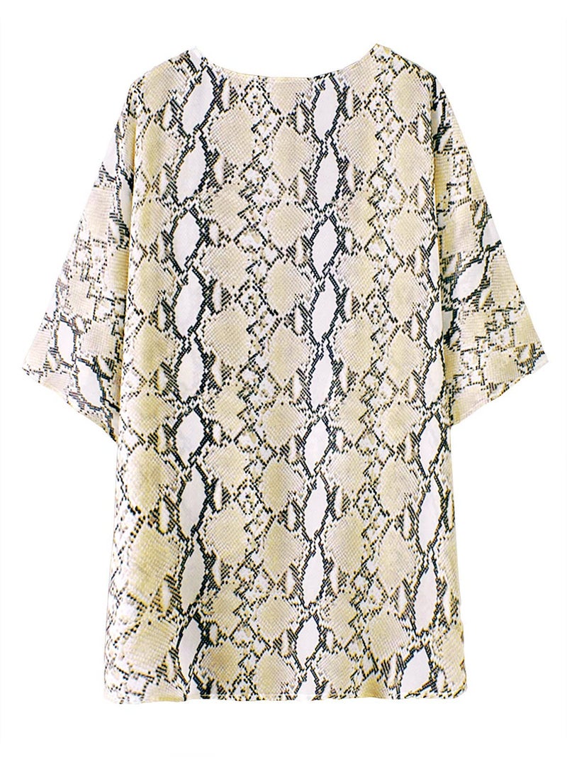 BB&KK Women's Snake Print Tops Kimono Cover Ups Shirts Summer Chiffon Beach Boho Sheer Cardigan S - Image 5