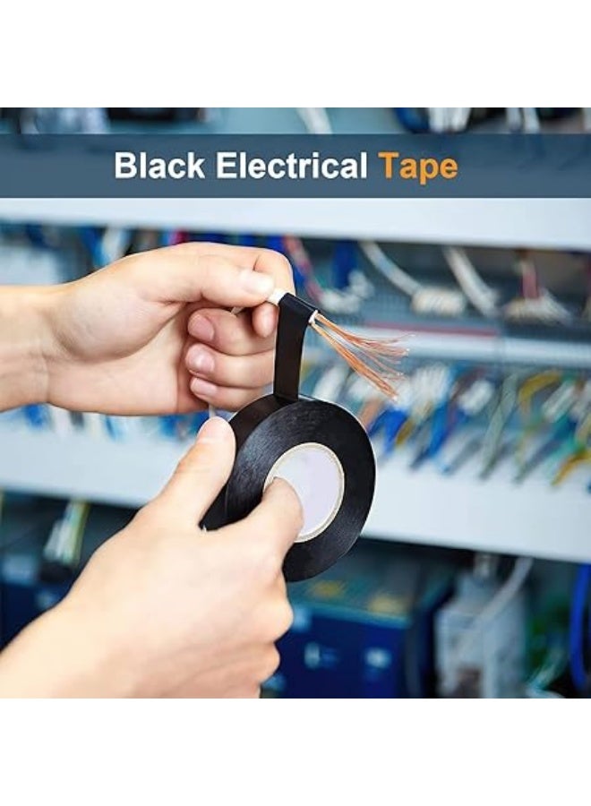 erorex Electrical Tapes, 6 Rolls 295ft Insulating Wire Tape Waterproof PVC Adhesives Fasteners Gaffer Tape Electrical Automotive Hardware Black Insulation Tapes, 3/5 inch x 49ft Each Roll - Image 3