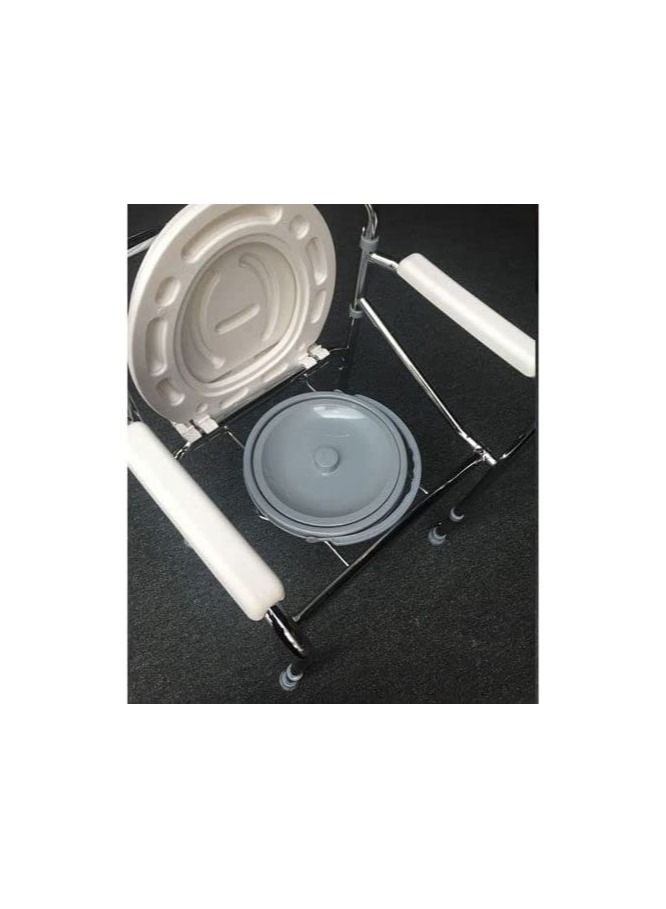 Fixed toilet chair without wheels foldable with armrests and backrest with cover - Image 5