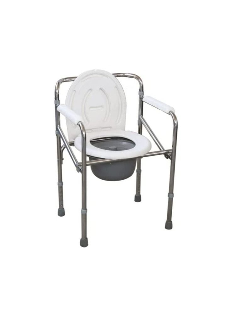 Fixed toilet chair without wheels foldable with armrests and backrest with cover - Image 1