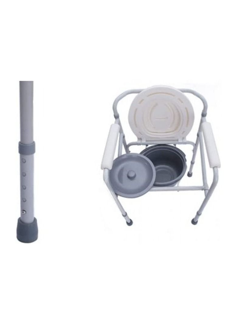 Fixed toilet chair without wheels foldable with armrests and backrest with cover - Image 3