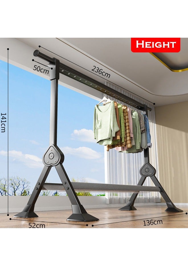 إن كي أكس حامل ملابس 2.36 متر، شبكة تجفيف تلسكوبية أحادية القطب، خضراء - Image 1