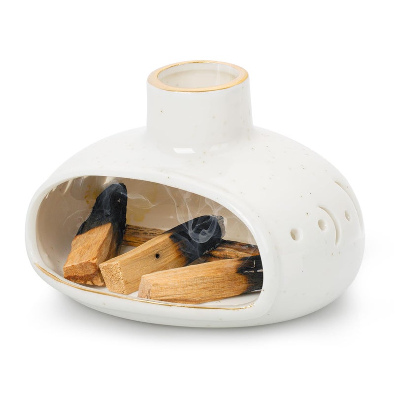 ZenBless 3 in 1 Incense Holder for Palo Santo Sticks Sage Incense, Handcrafted Ceramic Incense Burner Holder Ash Catcher with Chimney, Smudge Bowl for Yoga Meditation Room Home Decor - Image 4