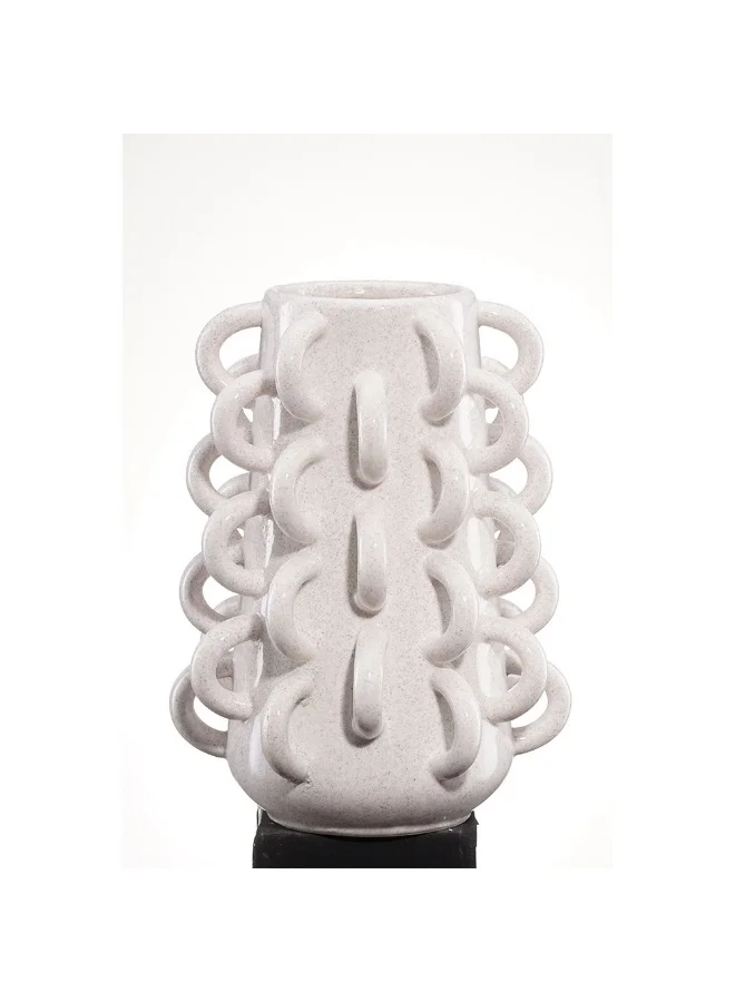 DANUBE HOME Cerelia White Loop Vase 23.3x23.3x31.5cm Modern Artistic Home Decor Flower Vase