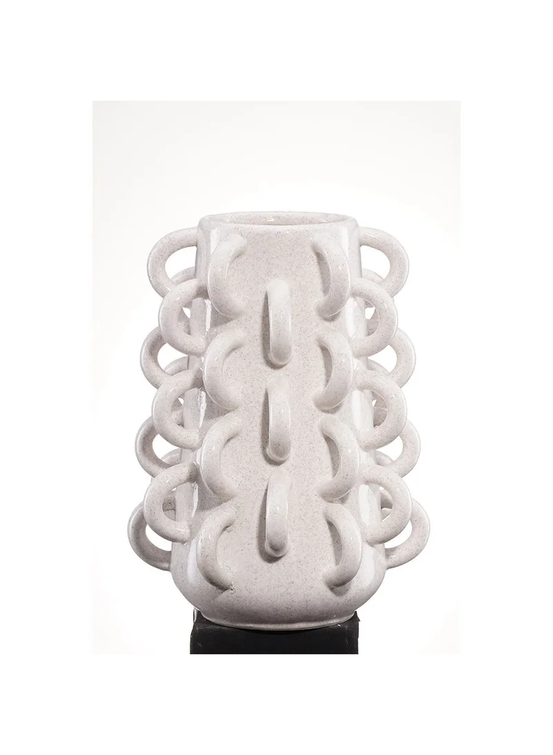 دانوب هوم Cerelia White Loop Vase 23.3x23.3x31.5cm Modern Artistic Home Decor Flower Vase