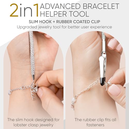 Mission Gallery Bracelet Helper Tool with Hook - Fastener Helper Tool for Bracelet, Necklace, Jewelry, Watch - Clip, Clasp Helper - Portable, Easy-to-Use, Made of Metal - Silver - Image 3