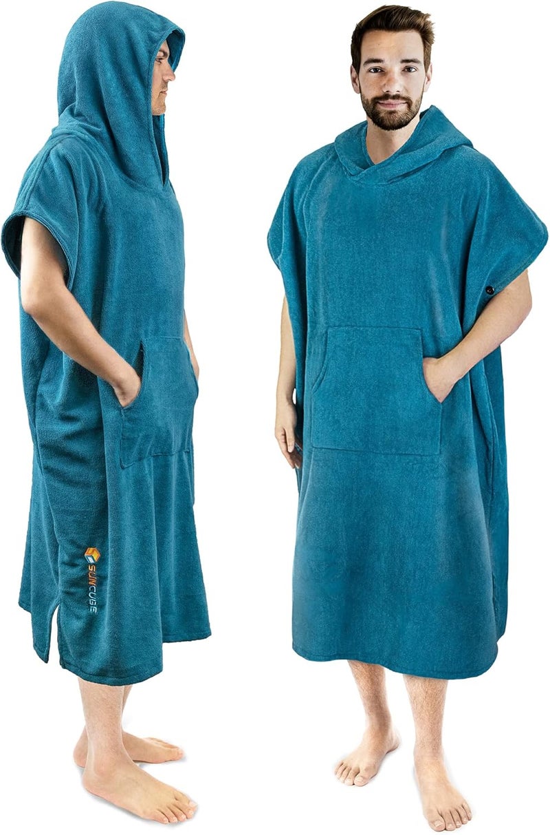 Suncube SUN CUBE Surf Poncho Changing Robe with Hood | Thick Quick Dry Microfiber Wetsuit Changing Towel for Surfing Beach Swim Outdoor Sports -Sea Blue - Image 1