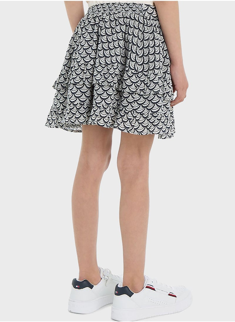 TOMMY HILFIGER - Youth Printed Midi Skirt - Image 1