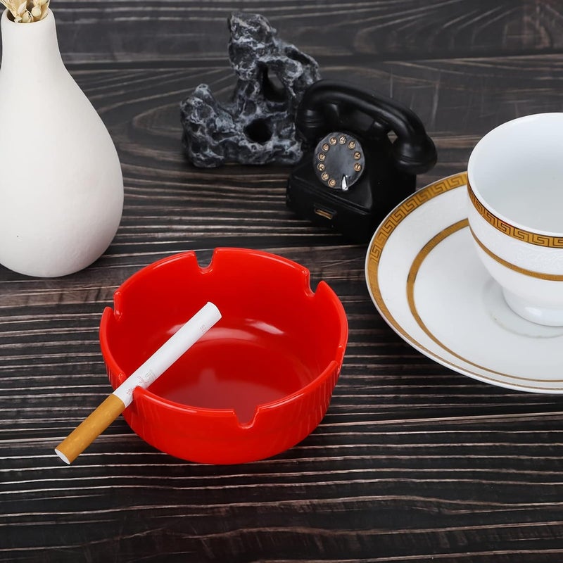 Besuper 6Pcs Red Ashtray Sets for Cigarettes, Cute Plastic Tabletop Ash Trays, Home Decor Perfect for Indoor Outdoor Patio Restaurant Bar Hotel and Office Use (Set of 6 Red) - Image 4