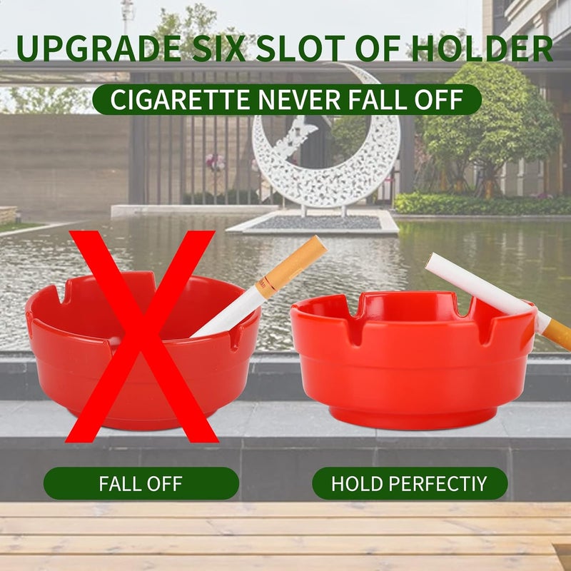 Besuper 6Pcs Red Ashtray Sets for Cigarettes, Cute Plastic Tabletop Ash Trays, Home Decor Perfect for Indoor Outdoor Patio Restaurant Bar Hotel and Office Use (Set of 6 Red) - Image 3