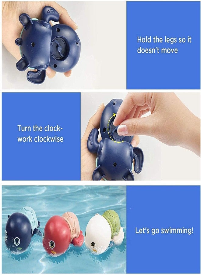 Quasar Water Wind Up Swimming Tortoise BathTube Toy Chu Chu Beach Pool Bathroom Made in Safe Non-Toxic Rattle for Children Toddler Infant Products Born Baby First Toys Pack of 3 - Multicolor - Image 5