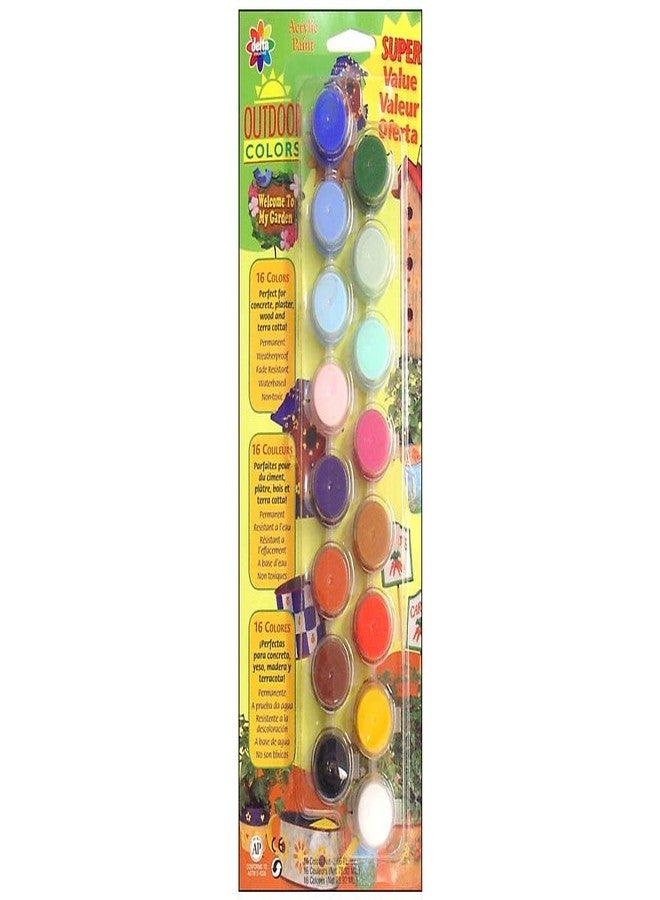 Delta Creative Paint Pots Set with Paint and Brush for Outdoors, (16 Colors) - Image 3