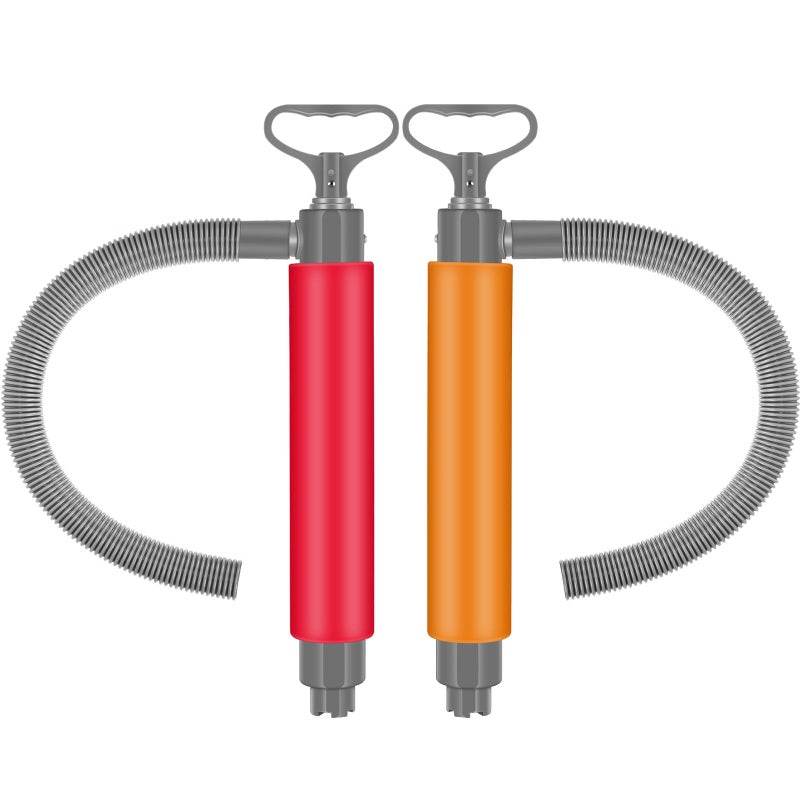 Lanties 2 Pcs Bilge Pump Manual Hand Water Pump Portable Boat Accessories Removal Bilge Pump Kit Water Pumps with Reversible Hose for Boats Kayaks Canoes Sailboat, Red Orange - Image 1