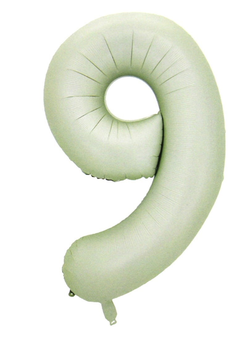 بارتي فن بالون رقم رقائق معدنية 16 "رقم 9 لون كريم - Image 1