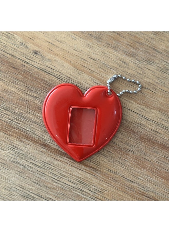 NIBEMINENT 1 - Piece Red Love Heart Kpop Photo Card Holder Pendant Key Chain ID Badge Holder ID Card Holder Photo Card Protector for School ID Office ID Access Card for Women Girls  - Image 1