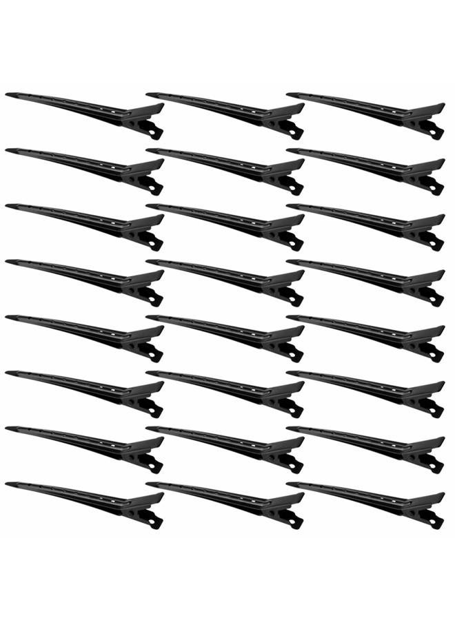 Bantoye 24 Packs Duck Bill Clips, Bantoye 3.35 Inches Rustproof Metal Alligator Curl Clips with Holes for Hair Styling, Hair Coloring, Black - Image 1