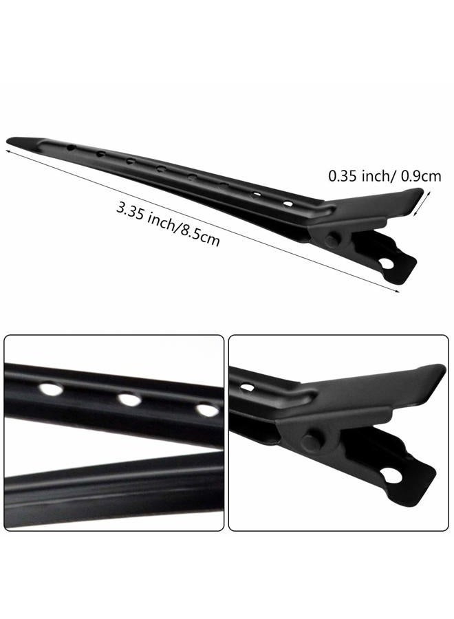 Bantoye 24 Packs Duck Bill Clips, Bantoye 3.35 Inches Rustproof Metal Alligator Curl Clips with Holes for Hair Styling, Hair Coloring, Black - Image 3
