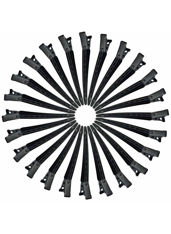 Bantoye 24 Packs Duck Bill Clips, Bantoye 3.35 Inches Rustproof Metal Alligator Curl Clips with Holes for Hair Styling, Hair Coloring, Black - Image 2