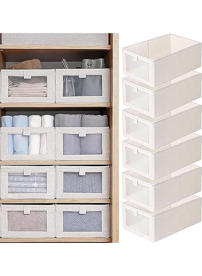 Wardrobe Clothes Organizer,6 Pack Drawer Organizers and Storage Clothes Storage Box Visible Drawer Organizers Foldable Closet Organizer Bins Storage Containers Organizing Clothing Jeans Toys - Image 1