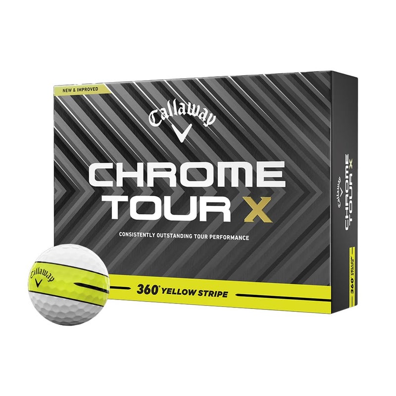 Callaway Golf Chrome Tour X 360 Stripe Golf Ball Yellow - Image 2