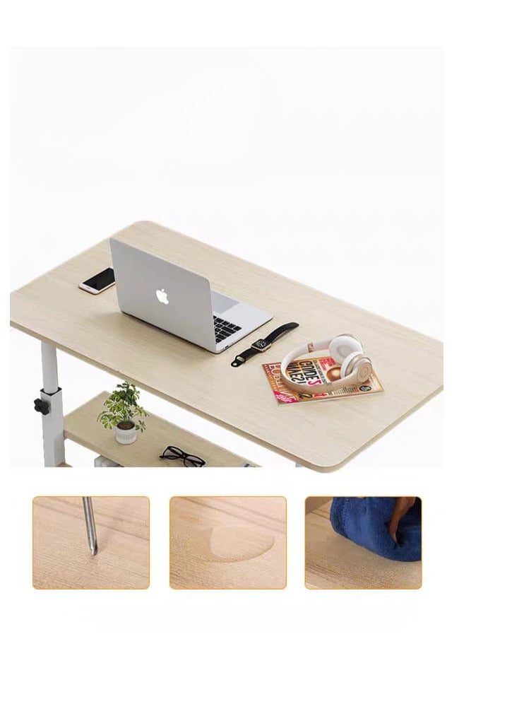 SHEE ONE Adjustable Laptop Table in Elegant Beige | Rolling Bedside & Overbed Table for Work, Study, or Meals | Height Adjustable from 60–85 cm with Extra Storage Shelf | Compact & Space-Saving – Size: 40×60 cm - Image 4