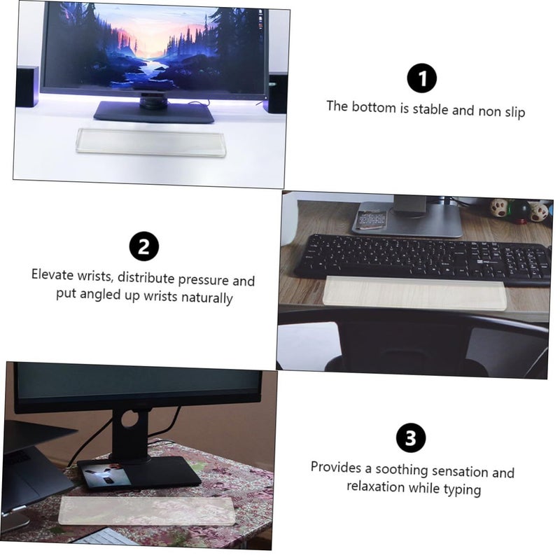 LALAFINA Ergonomic Epoxy Resin Keyboard Wrist Rest 61 Key Palm Support for Office - Image 4