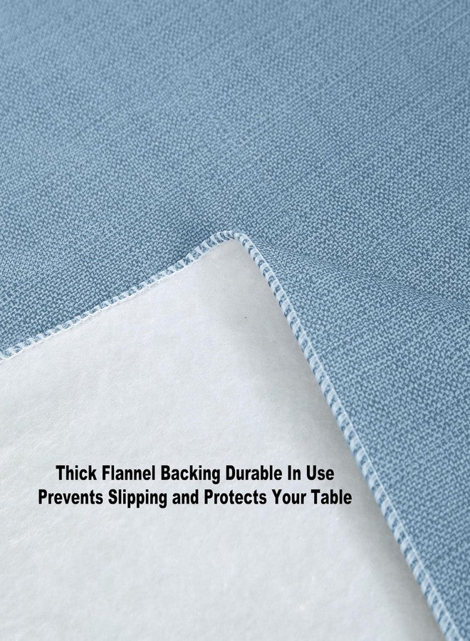 Lintex Cafe Hotel Linen Look Vinyl Flannel Backed Tablecloth, Heavyweight 4 Gauge, 60 x 84 Inch Oval, Chambray Blue Indoor Outdoor Waterproof Wipe Clean Table Cover - Image 5