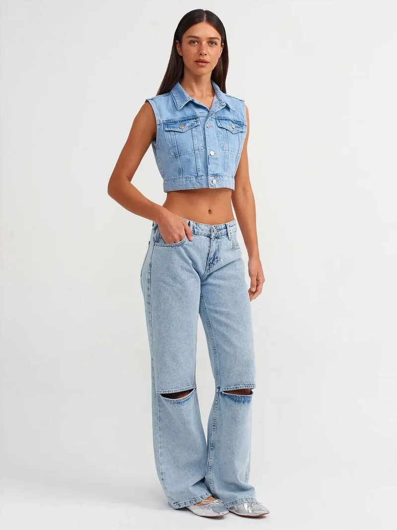 ديلفين Dilvin Women's High-Waist Wide-Leg Jeans