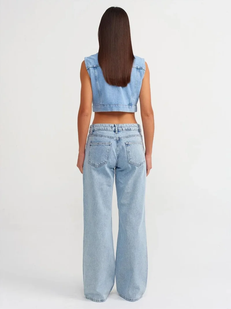 ديلفين Dilvin Women's High-Waist Wide-Leg Jeans