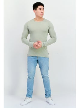 French Connection Men Crew Neck Long Sleeves Brand Logo T-Shirt, Sage Green  - Image 4