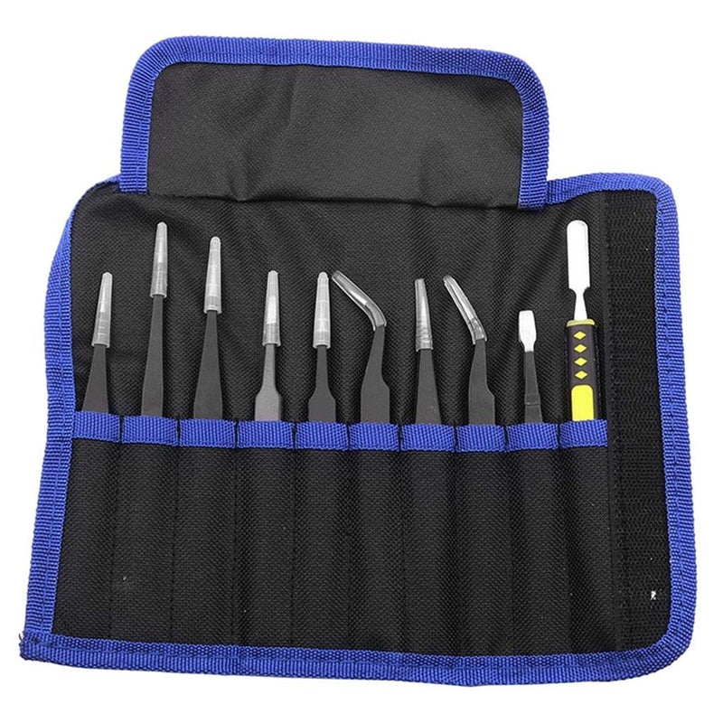 10 Piece ESD Safe Tweezers Set Curved And Straight For Precision Electronic Repair - Image 2