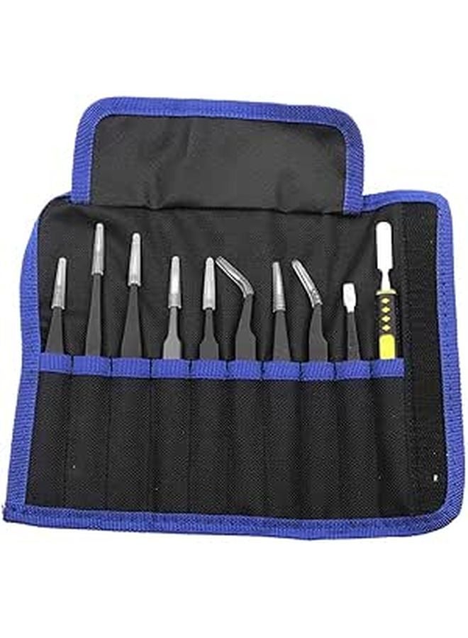 10 Piece ESD Safe Tweezers Set Curved And Straight For Precision Electronic Repair - Image 1