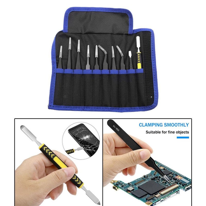 10 Piece ESD Safe Tweezers Set Curved And Straight For Precision Electronic Repair - Image 4