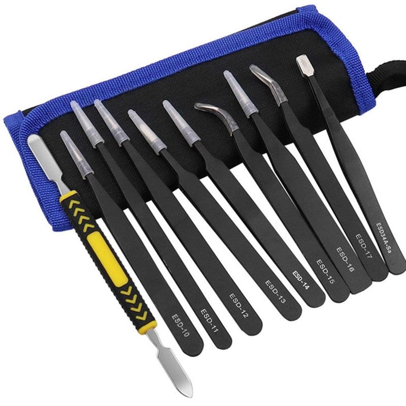 10 Piece ESD Safe Tweezers Set Curved And Straight For Precision Electronic Repair - Image 5